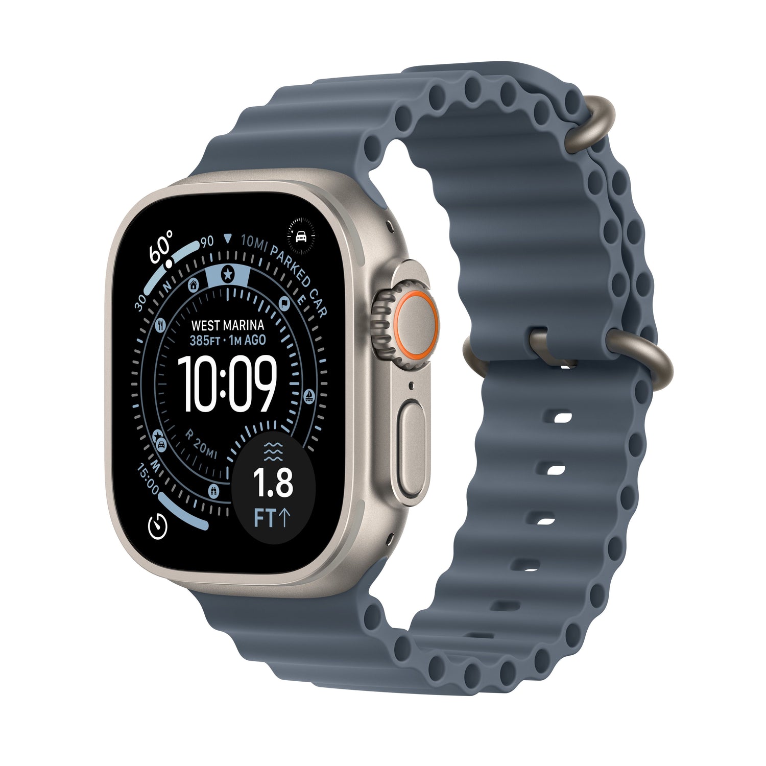 Apple Watch Ultra 3 GPS + Cellular 49mm natúr titántok, acélkék Oceán szíj - iSTYLE HU