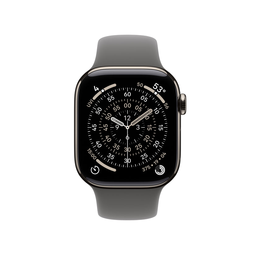 Apple Watch Series 11 GPS + Cellular 42mm natúr titántok, kőszürke sportszíj - S/M - iSTYLE HU