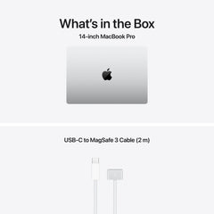 14 hüvelykes MacBook Pro: Apple M5 chip 10 magos CPU-val és 10 magos GPU-val, 2TB SSD, 16GB RAM, Háttér-világítású Magic Keyboard Touch ID‑val – nemzetközi angol - ezüst CTO