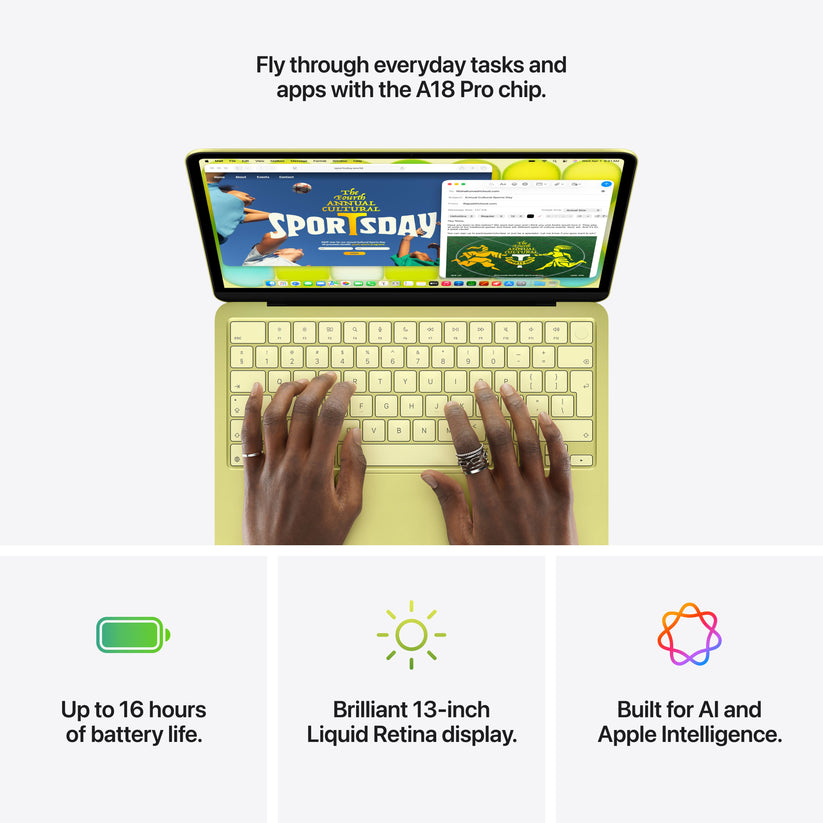 13 hüvelykes MacBook Neo: Apple A18 Pro chip with 6 magos CPU és 5 magos GPU, Magic Keyboard Touch ID-val – nemzetközi angol, 512GB SSD - citrus CTO (Copy) - iSTYLE.hu