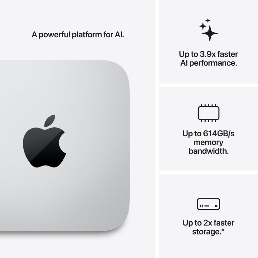 Mac Studio: Apple M5 Ultra chip 36 magos CPU-val és 80 magos GPU-val, 2TB SSD, 96GB RAM - ezüst CTO