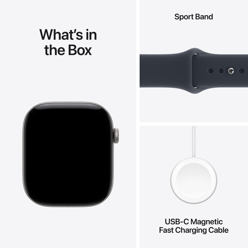 Apple Watch Series 12 GPS 46mm Space Grey Aluminium Case with Navy Blue Sport Band - M/L - iSTYLE.hu