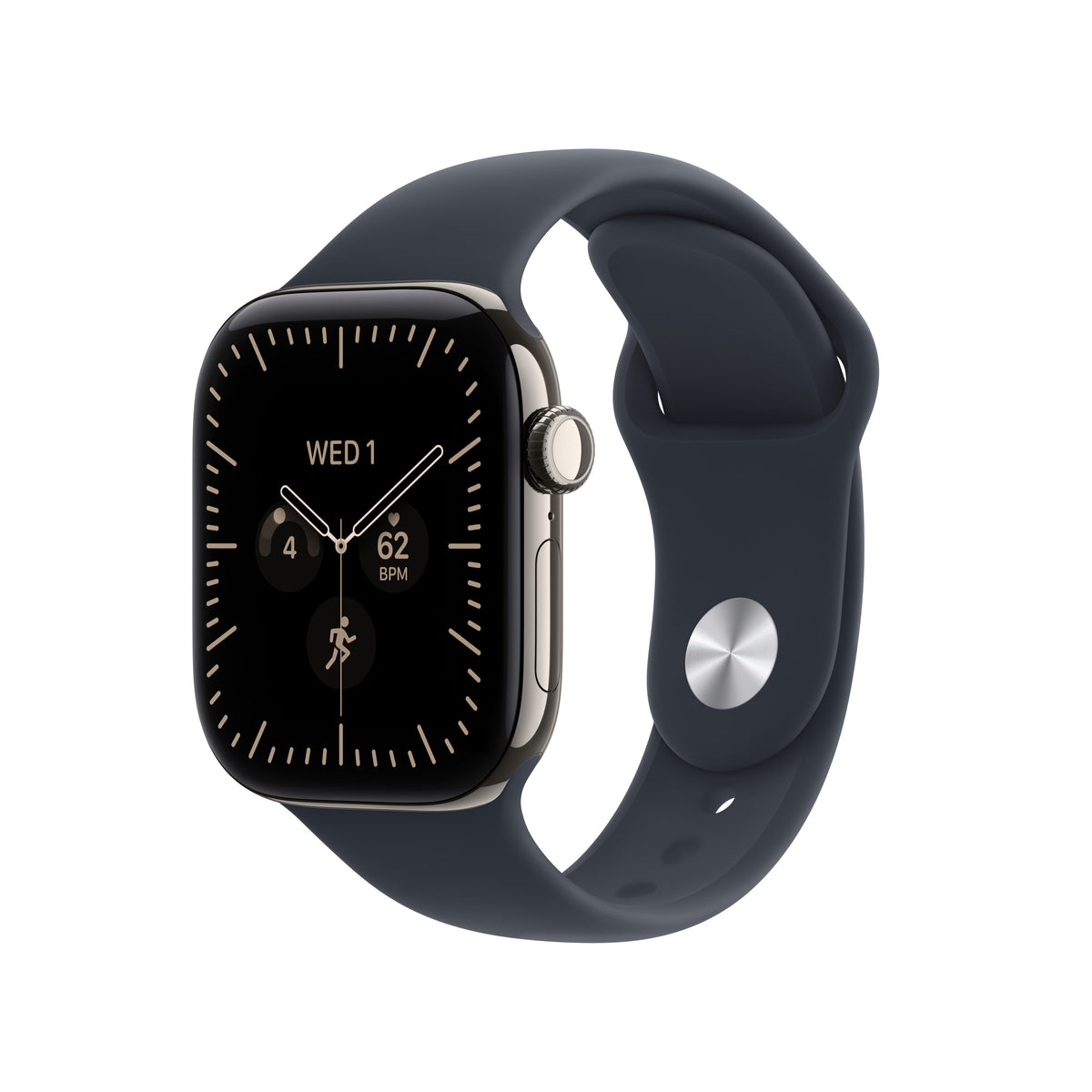 Apple Watch Series 12 GPS + Cellular 42mm Natural Titanium Case with Navy Blue Sport Band - M/L - iSTYLE.hu