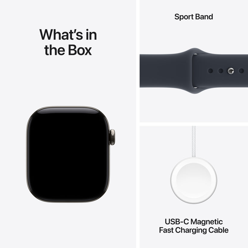 Apple Watch Series 12 GPS + Cellular 42mm Natural Titanium Case with Navy Blue Sport Band - M/L - iSTYLE.hu