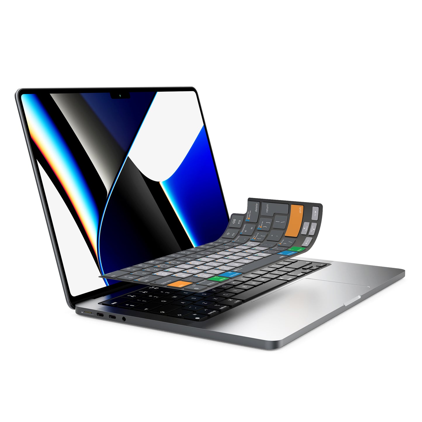 JCPal Verskin MacOS Shortcuts Keyboard Cover (Transparent Black) for MacBook Air 13/15, MacBook Pro 14/16 (EU-Layout)