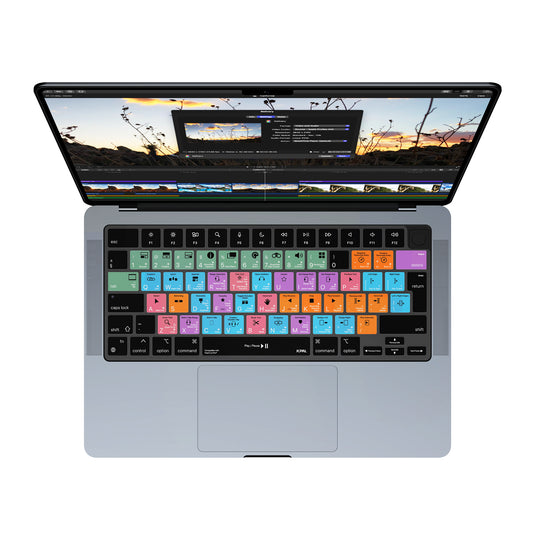 JCPal Verskin Final Cut Shortcuts Keyboard Cover (Transparent Black) for MacBook Air 13/15, MacBook Pro 14/16 (EU-Layout)