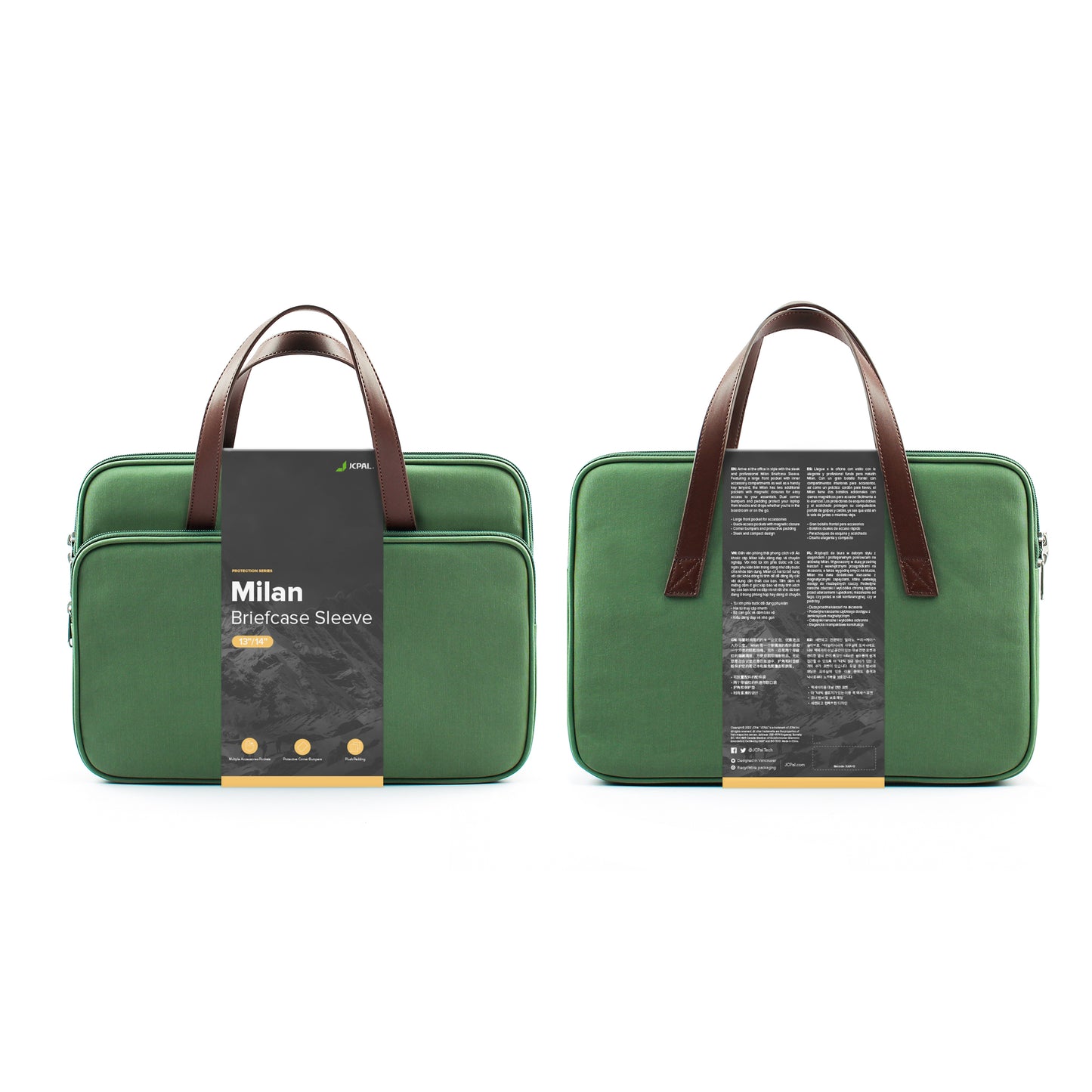 JCPal Milan briefcase Sleeve - 13/14-inch - Olive