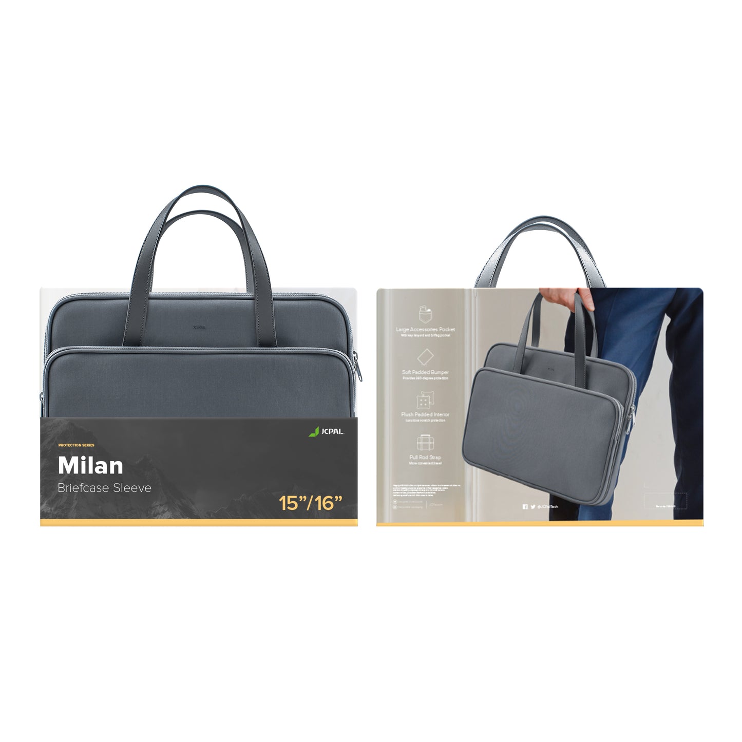 JCPal Milan briefcase Sleeve - 15/16-inch - Stone