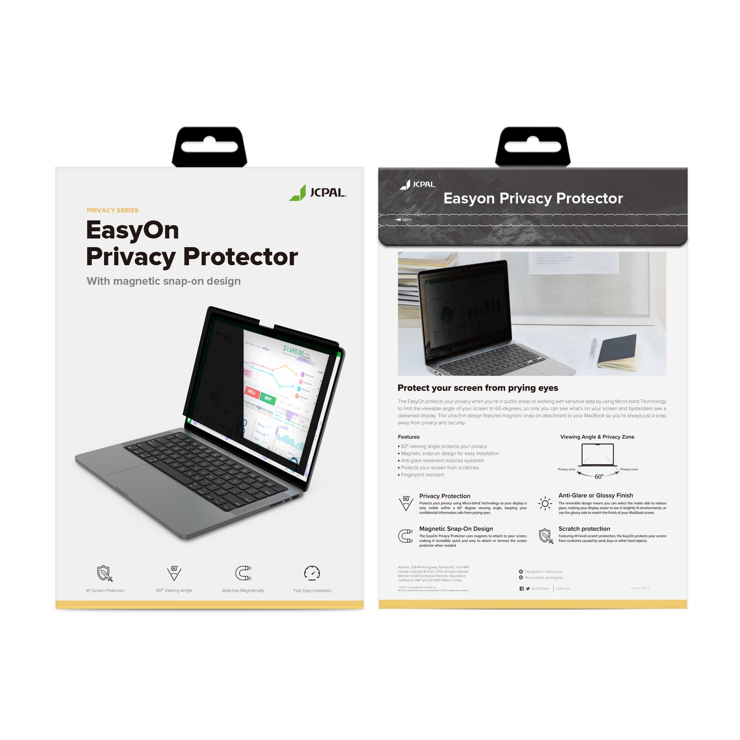 JCPal EasyOn mágneses betekintésgátló képernyővédő - MacBook Air15" (M2/M3/M4)