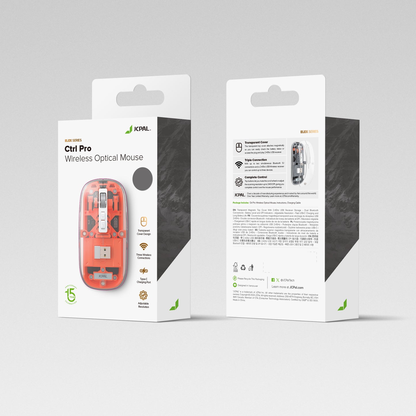 JCPal Ctrl Pro vezeték nélküli optikai egér - szürke