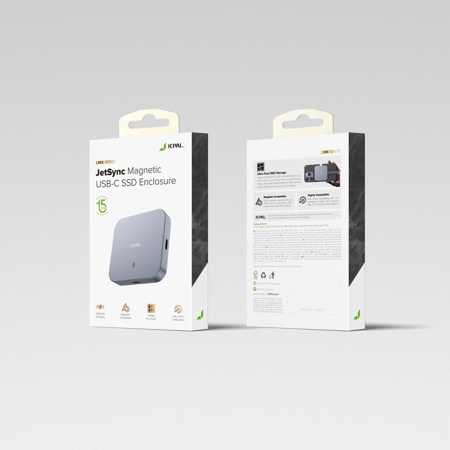 JCPal JetSync mágneses USB-C SSD-ház