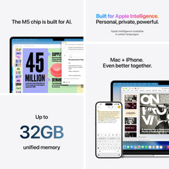 13 hüvelykes MacBook Air: Apple M5 chip 10 magos CPU-val és 10 magos GPU-val, 4TB SSD, 16GB RAM, Háttér-világítású Magic Keyboard Touch ID-val, 70 wattos USB‑C adapterrel – magyar - csillagfény CTO