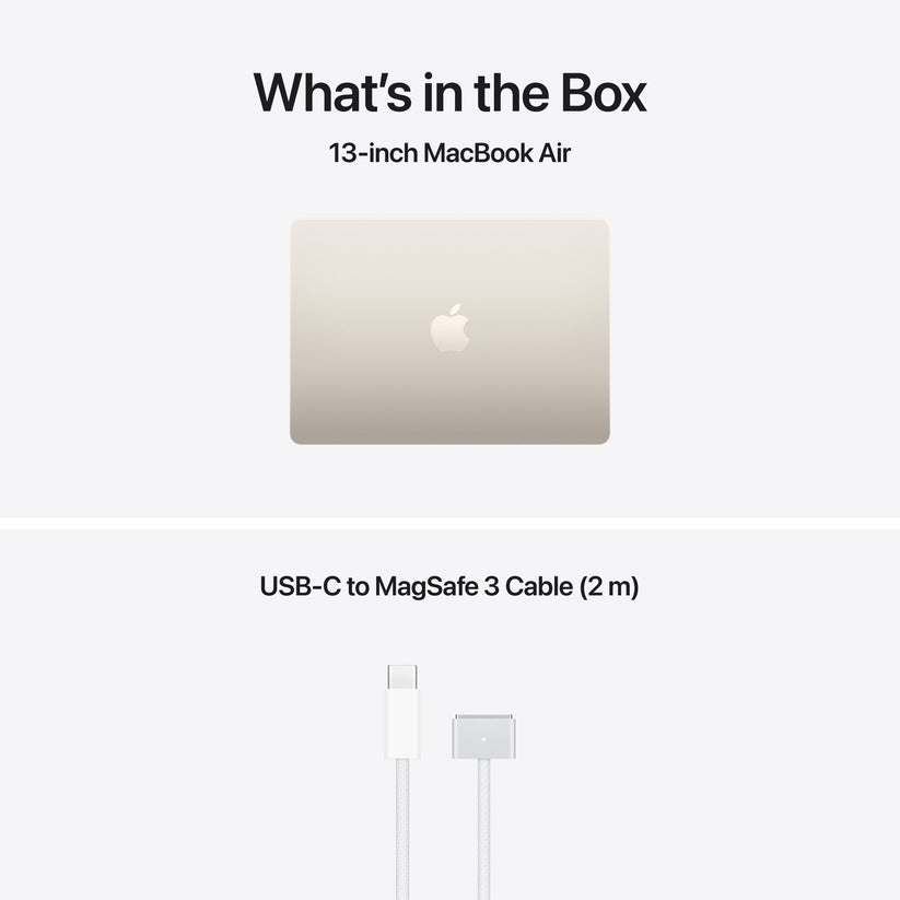 13 hüvelykes MacBook Air: Apple M5 chip 10 magos CPU-val és 10 magos GPU-val, 2TB SSD, 32GB RAM, Háttér-világítású Magic Keyboard Touch ID-val, 70 wattos USB‑C adapterrel – nemzetközi angol - csillagfény CTO