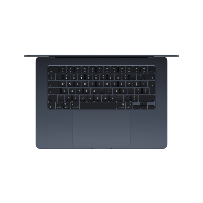 15 hüvelykes MacBook Air: Apple M5 chip 10 magos CPU-val és 10 magos GPU-val, 4TB SSD, 24GB RAM, Háttér-világítású Magic Keyboard Touch ID‑val, 70 wattos adapterrel – nemzetközi angol - éjfekete CTO