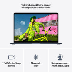 15 hüvelykes MacBook Air: Apple M5 chip 10 magos CPU-val és 10 magos GPU-val, 4TB SSD, 32GB RAM, Háttér-világítású Magic Keyboard Touch ID‑val, 70 wattos adapterrel – magyar - éjfekete CTO