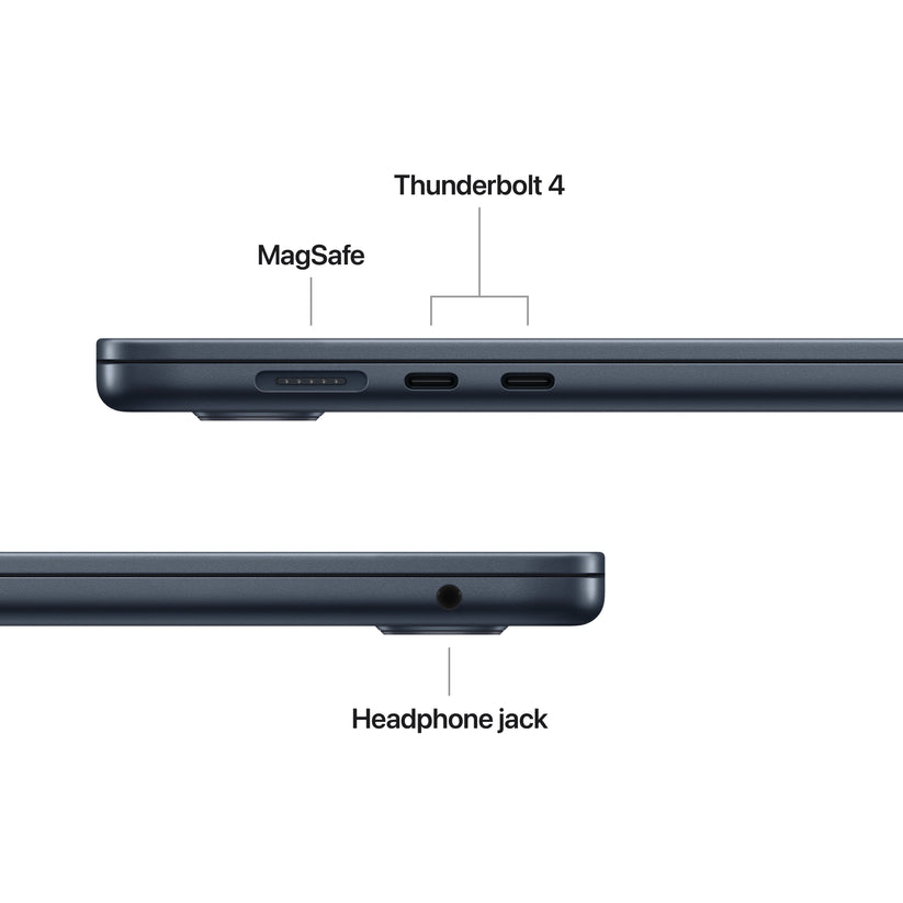 15 hüvelykes MacBook Air: Apple M5 chip 10 magos CPU-val és 10 magos GPU-val, 4TB SSD, 32GB RAM, Háttér-világítású Magic Keyboard Touch ID‑val, 70 wattos adapterrel – magyar - éjfekete CTO