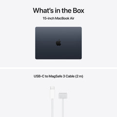 15 hüvelykes MacBook Air: Apple M5 chip 10 magos CPU-val és 10 magos GPU-val, 4TB SSD, 24GB RAM, Háttér-világítású Magic Keyboard Touch ID‑val, 35 wattos, kétportos USB‑C adapterrel – nemzetközi angol - éjfekete CTO