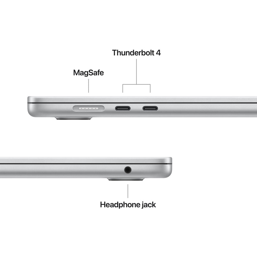15 hüvelykes MacBook Air: Apple M5 chip 10 magos CPU-val és 10 magos GPU-val, 4TB SSD, 24GB RAM, Háttér-világítású Magic Keyboard Touch ID‑val, 70 wattos adapterrel – nemzetközi angol - ezüst CTO