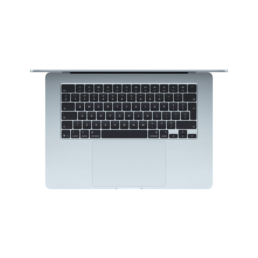 15 hüvelykes MacBook Air: Apple M5 chip 10 magos CPU-val és 10 magos GPU-val, 512GB SSD, 24GB RAM, Háttér-világítású Magic Keyboard Touch ID‑val, 70 wattos adapterrel – nemzetközi angol - égkék CTO