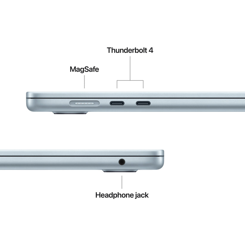 15 hüvelykes MacBook Air: Apple M5 chip 10 magos CPU-val és 10 magos GPU-val, 4TB SSD, 32GB RAM, Háttér-világítású Magic Keyboard Touch ID‑val, 70 wattos adapterrel – nemzetközi angol - égkék CTO