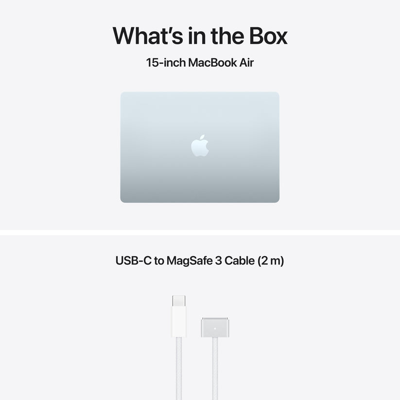 15 hüvelykes MacBook Air: Apple M5 chip 10 magos CPU-val és 10 magos GPU-val, 4TB SSD, 32GB RAM, Háttér-világítású Magic Keyboard Touch ID‑val, 70 wattos adapterrel – nemzetközi angol - égkék CTO