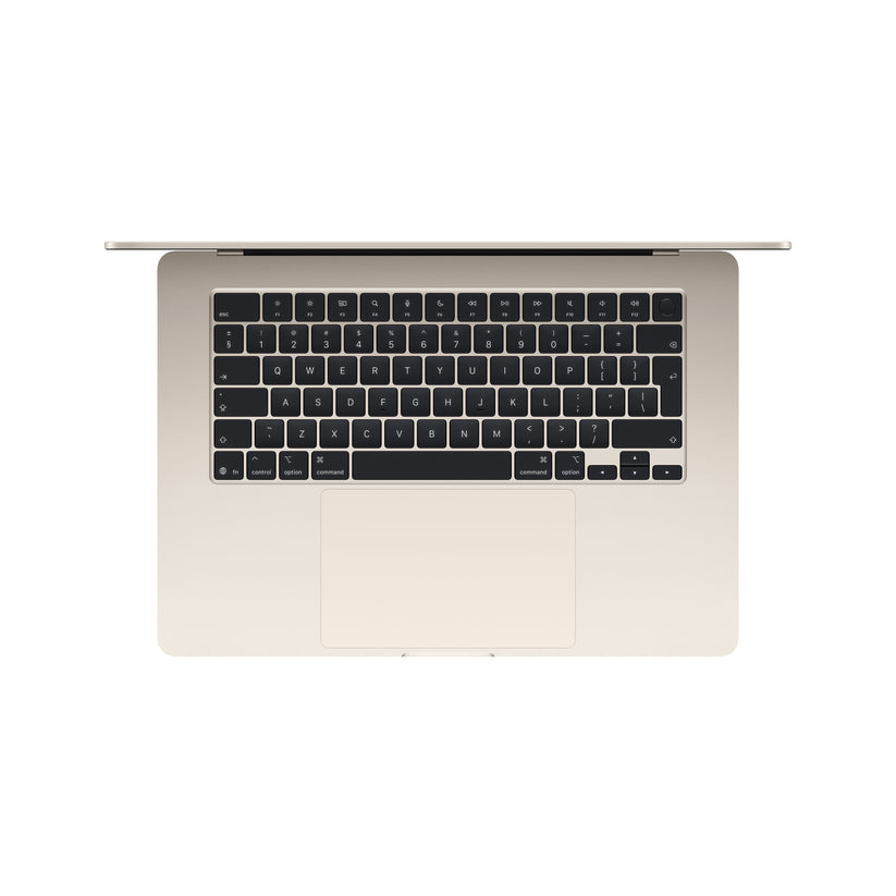 15 hüvelykes MacBook Air: Apple M5 chip 10 magos CPU-val és 10 magos GPU-val, 4TB SSD, 32GB RAM, Háttér-világítású Magic Keyboard Touch ID‑val, 70 wattos adapterrel – nemzetközi angol - csillagfény CTO