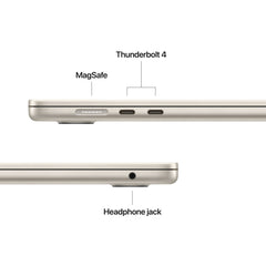 15 hüvelykes MacBook Air: Apple M5 chip 10 magos CPU-val és 10 magos GPU-val, 4TB SSD, 32GB RAM, Háttér-világítású Magic Keyboard Touch ID‑val, 70 wattos adapterrel – nemzetközi angol - csillagfény CTO