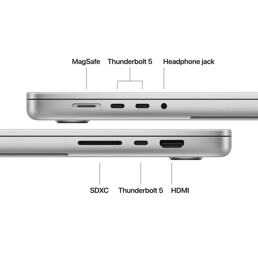 16 hüvelykes MacBook Pro: Apple M5 Max chip 18 magos CPU-val és 40 magos GPU-val, 48GB, 2TB SSD - ezüst