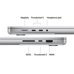 16 hüvelykes MacBook Pro: Apple M5 Max chip 18 magos CPU-val és 40 magos GPU-val, 4TB SSD, 128GB RAM, Nanotexturált kijelző, Háttér-világítású Magic Keyboard Touch ID‑val – nemzetközi angol - ezüst CTO
