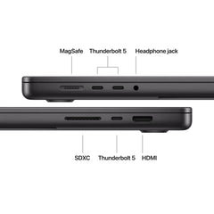 16 hüvelykes MacBook Pro: Apple M5 Pro chip 18 magos CPU-val és 20 magos GPU-val, 2TB SSD, 64GB RAM, Háttér-világítású Magic Keyboard Touch ID‑val – nemzetközi angol - asztrofekete CTO