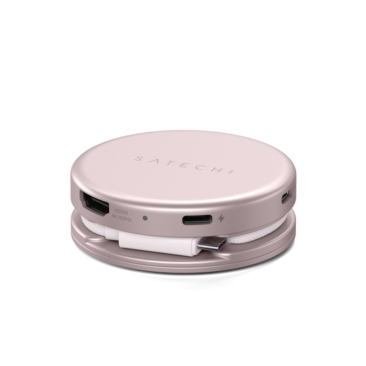Satechi – OntheGo 5-in-1 Multiport Adapter (1x HDMI 4K 60Hz, 1x USB-C 5 Gbps-ig, 1x USB-A 3.0 5 Gbps-ig, 1xUSB-C PD60W, 1x SD kártya olvasó) - Blush