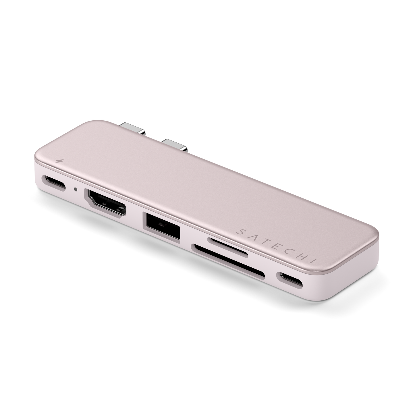 Satechi – USB-C Snap Hub (1x HDMI 4K 60Hz, 1x USB-C 5 Gbps-ig, 1x USB-A 3.0 5 Gbps-ig, 1xUSB-C PD60W, 1x és 1x SD kártya olvasó) - Blush