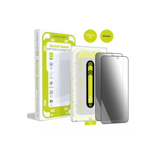 Mobile Origin – iPhone 16 betekintésgátló kijelzővédő üveg applikátorral - (2 darab) - iSTYLE HU