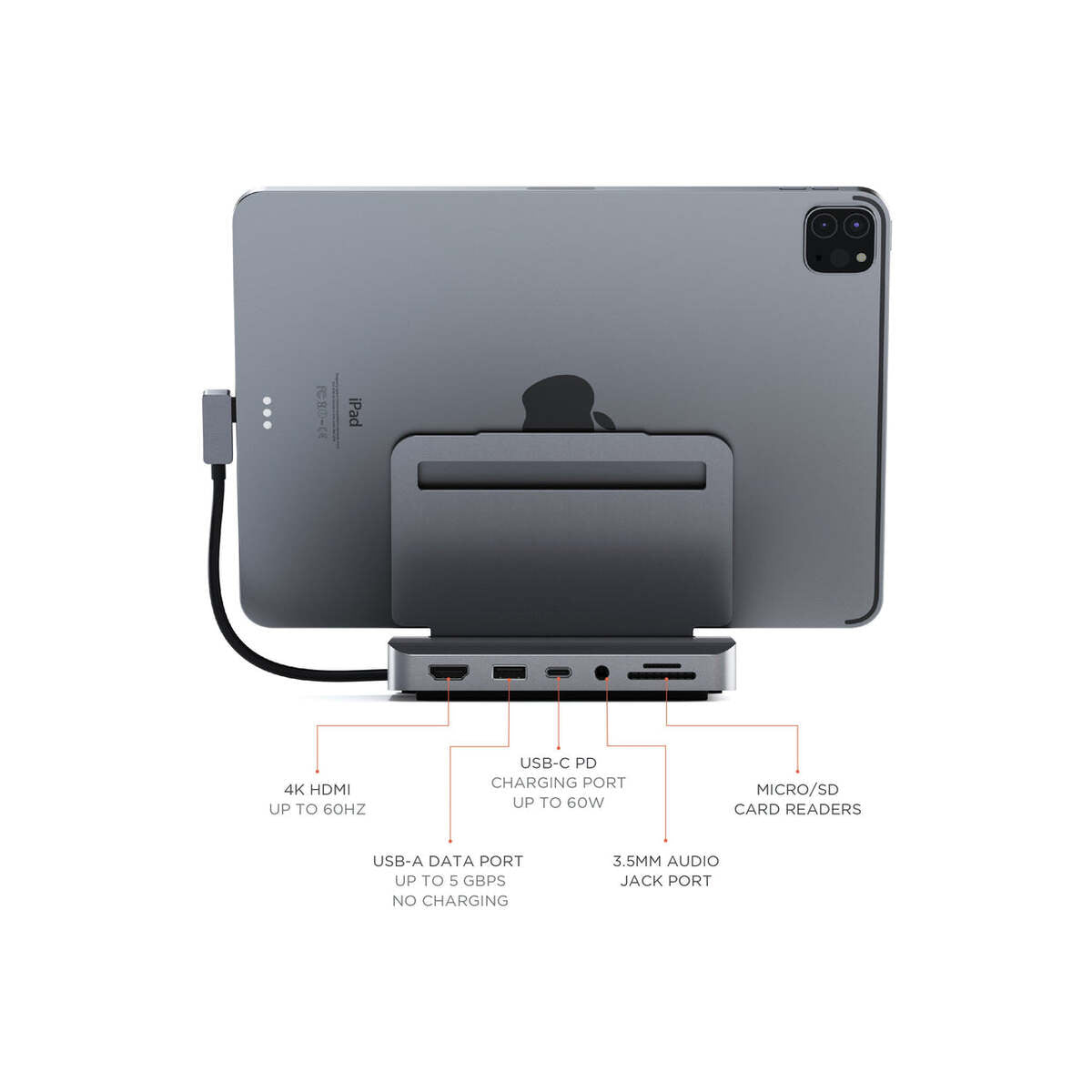 Satechi – iPad Pro Alu stand & Hub - asztroszürke - iSTYLE HU