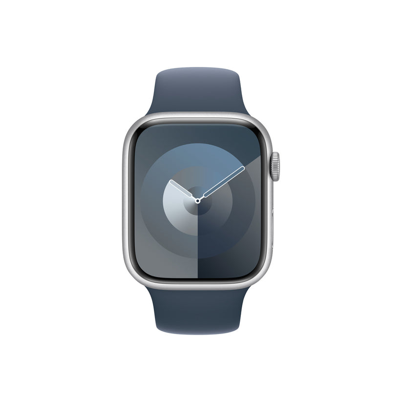 Apple Watch Series 9 GPS – 45 mm-es ezüst alumíniumtok, viharkék sportszíj - S/M - iSTYLE HU