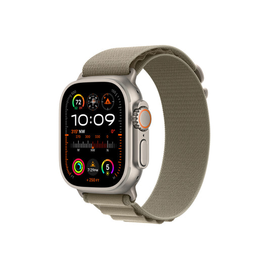 Apple Watch Ultra 2 GPS + Cellular – 49 mm-es titántok, olíva alpesi pánt - S - iSTYLE.hu