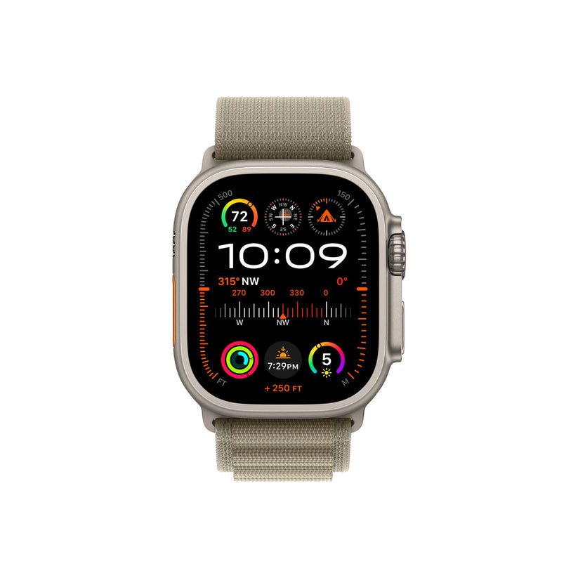 Apple Watch Ultra 2 GPS + Cellular – 49 mm-es titántok, olíva alpesi pánt - S - iSTYLE.hu