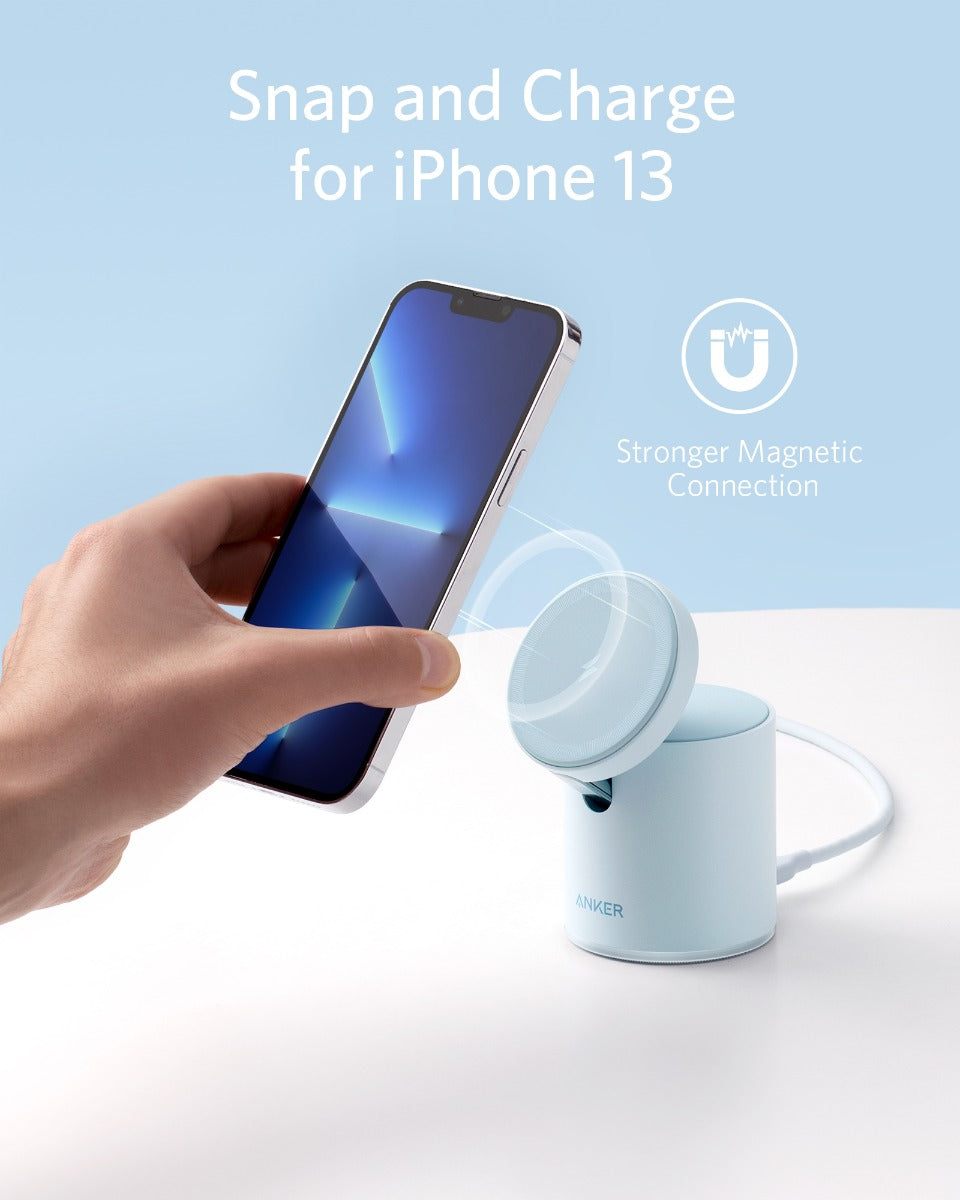 Anker – PowerWave Mag-Go (20W, USB-C) vezeték nélküli töltő – kék - iSTYLE HU