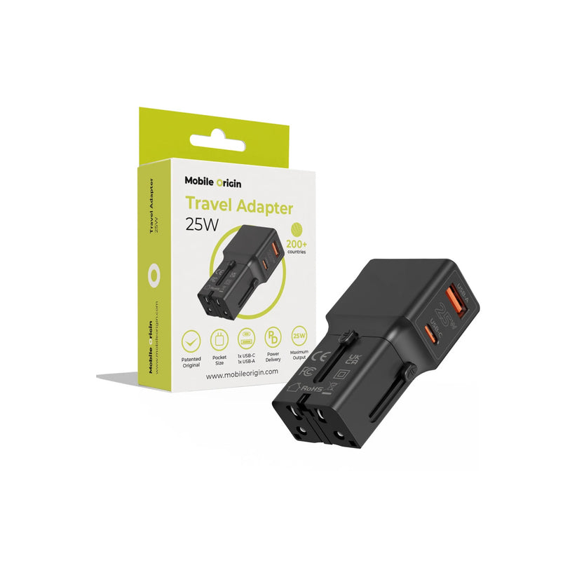 Mobile Origin – 25W-os utazó adapter (EU/US/UK/AU) - fekete - iSTYLE HU
