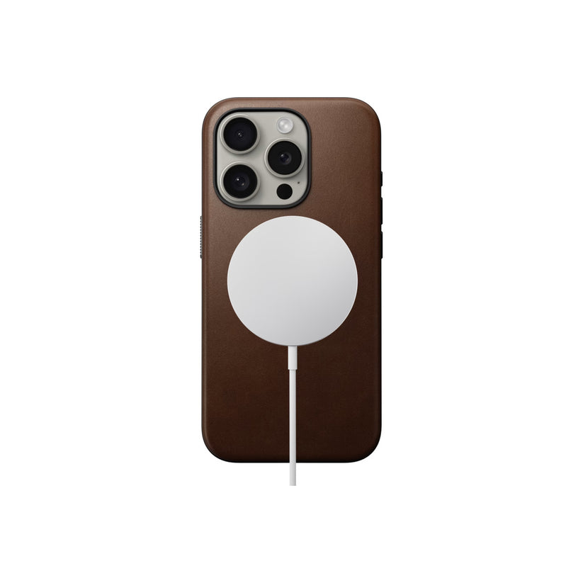 Nomad – Modern Leather Bőrtok iPhone 15 Pro, MagSafe - barna - iSTYLE HU