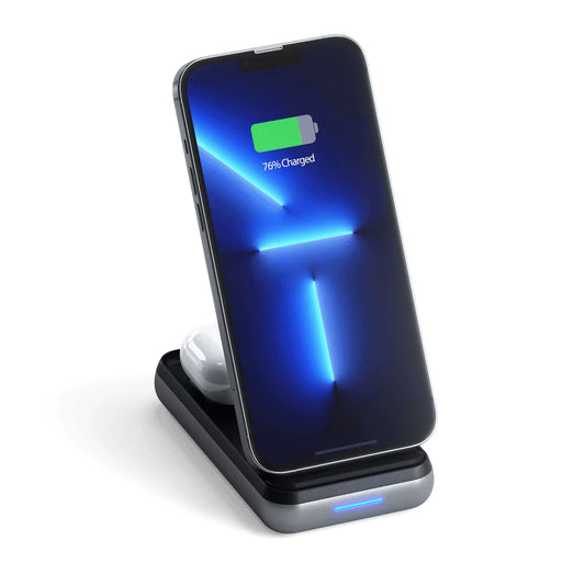 Satechi Duo Wireless Charger Power Bank Stand 10000 mAh Stand (Powerbank based for iPhone & Airpods) - Space Grey - iSTYLE HU
