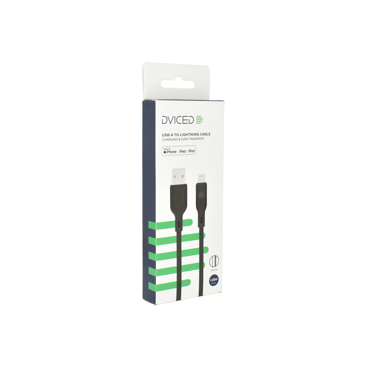 Dviced – USB-A - Lightning szilikon kábel, 1,25 m - fekete - iSTYLE HU