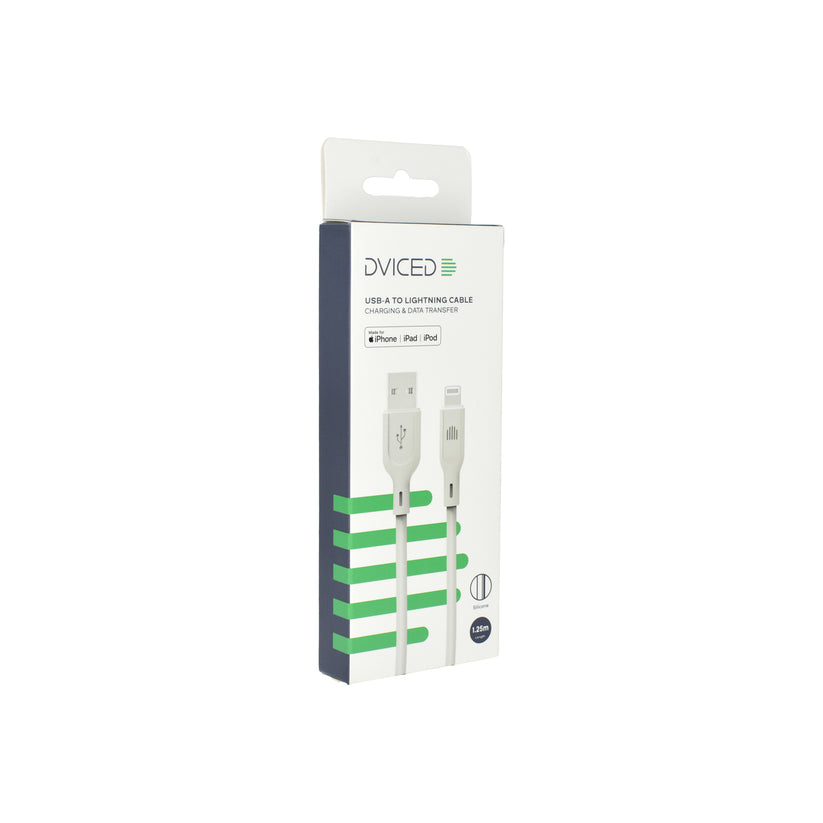 Dviced – USB-A - Lightning szilikon kábel, 1,25 m - fehér - iSTYLE HU