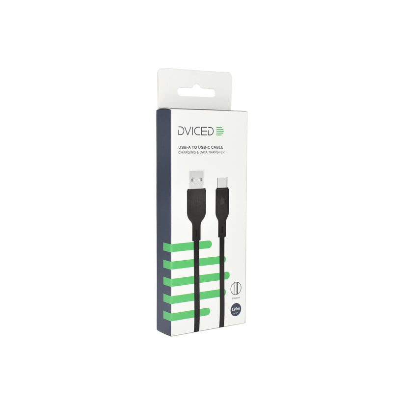 Dviced – USB-A - USB-C szilikon kábel, 1,25 m - fekete - iSTYLE HU