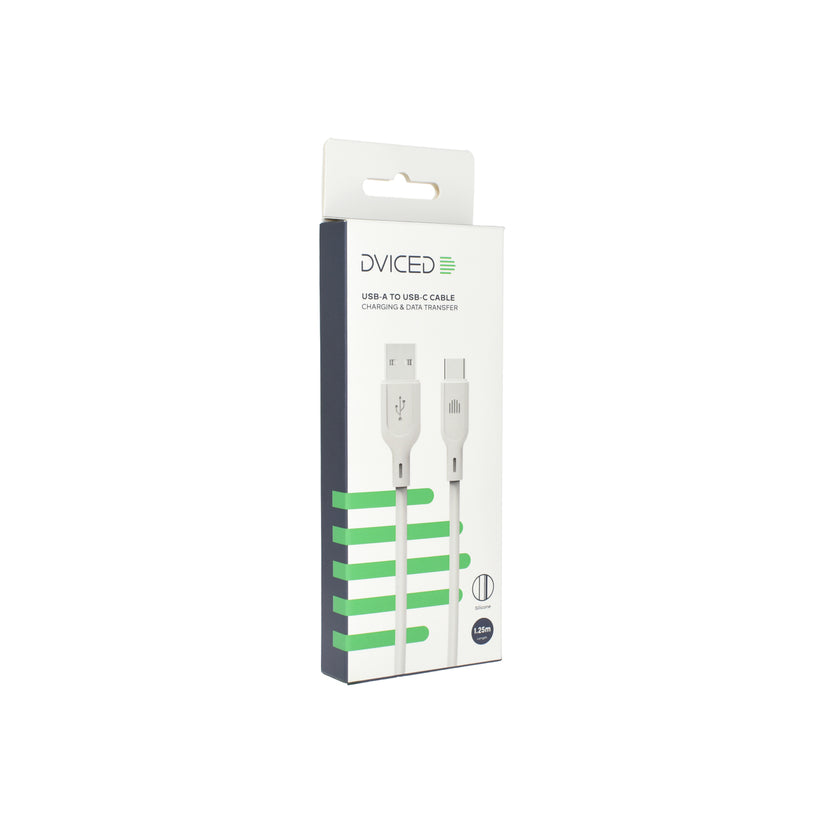 Dviced – USB-A - USB-C szilikon kábel, 1,25 m - fehér - iSTYLE HU