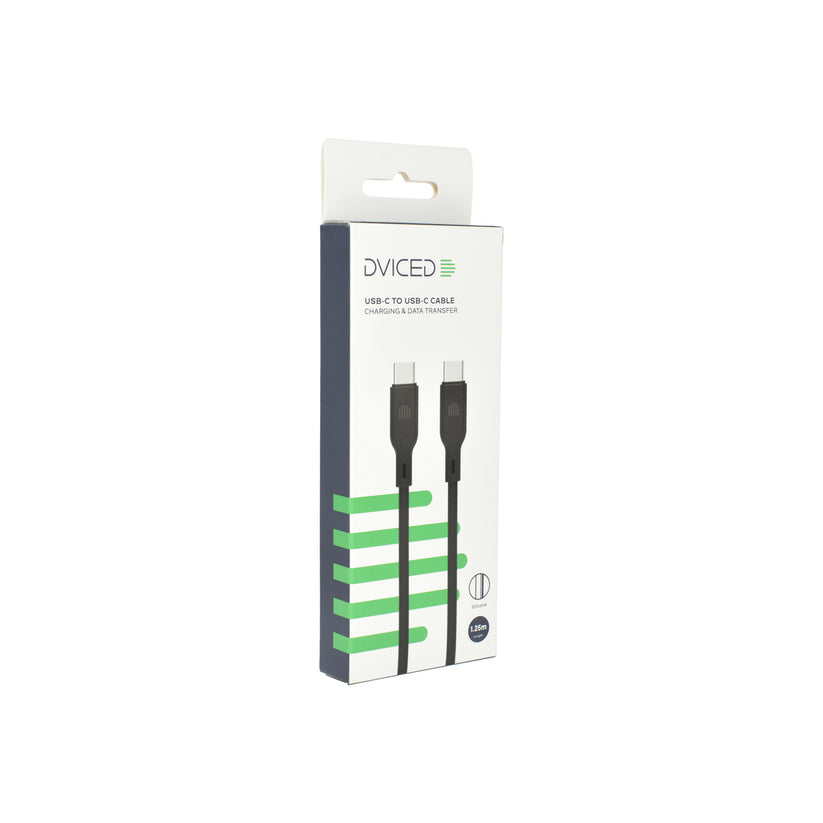 Dviced – USB-C - USB-C szilikon kábel, 1,25 m - fekete - iSTYLE HU