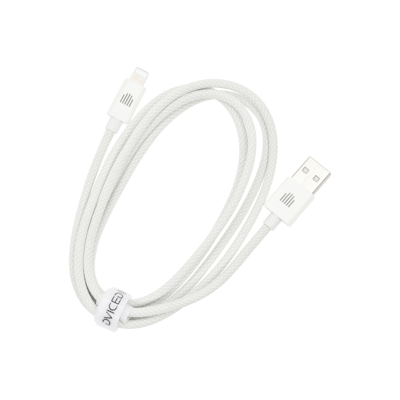 Dviced – USB-A - Lightning szőtt borítású töltőkábel, 1,25 m - fehér - iSTYLE HU