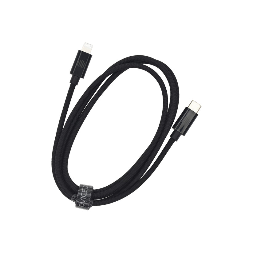 Dviced – USB-C - Lightning szőtt borítású töltőkábel, 1,25 m - fekete - iSTYLE HU