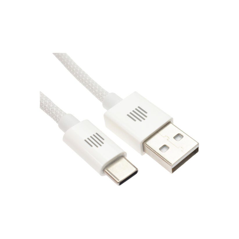 Dviced – USB-A - USB-C szőtt borítású töltőkábel, 1,25 m - fehér - iSTYLE HU
