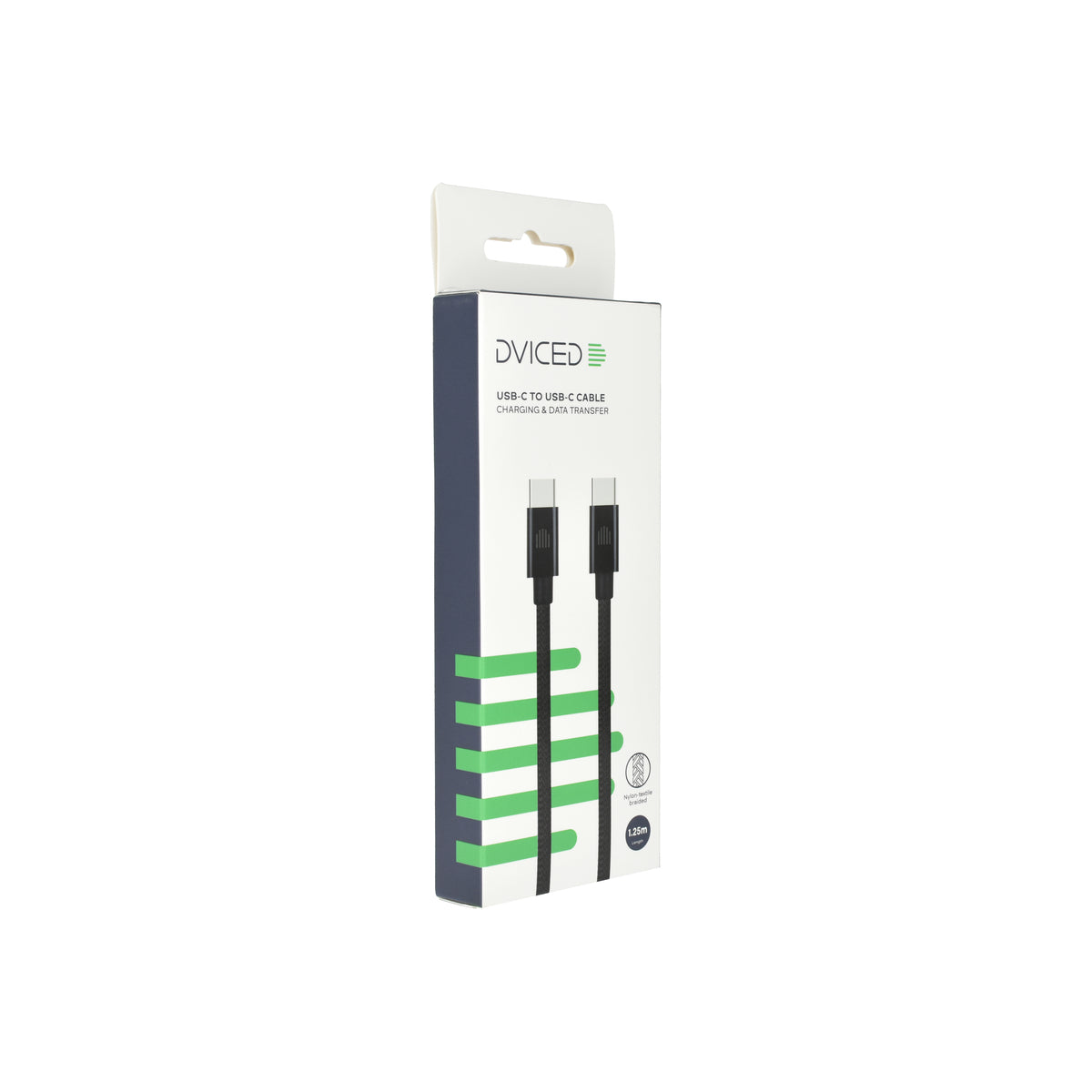 Dviced – USB-C - USB-C szőtt borítású töltőkábel, 1,25 m - fekete - iSTYLE HU